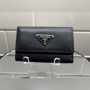 PRADA Milano Black Saffiano Leather Key Holder Case